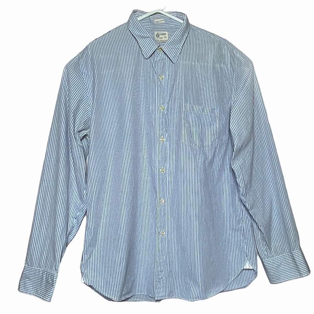 J. Crew Mens Shirt Long Sleeve Button Up Dressy Casual Preppy Pinstripe Blue XL